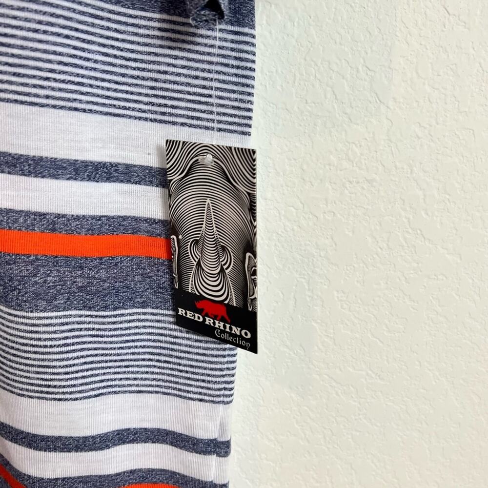 Red Rhino Blue Orange Stripes XL Short Sleeve Men Polo Shirt Brand New - Picture 6 of 7